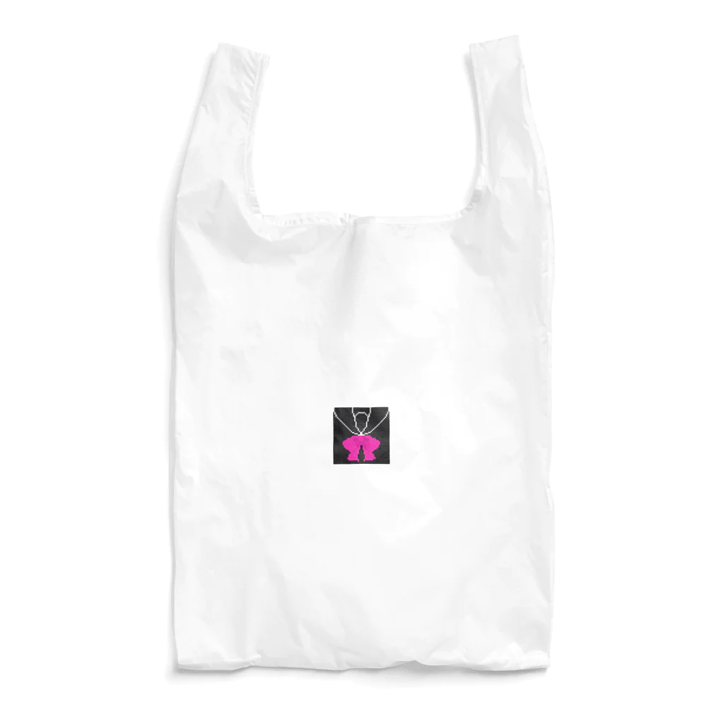 ゆるゆるイラスト🦋のドット絵セーラー服(黒ピンク) Reusable Bag