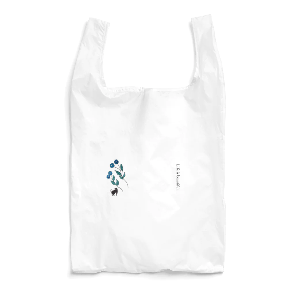 fussanのはなとねこの 【Life is beautiful.】 Reusable Bag