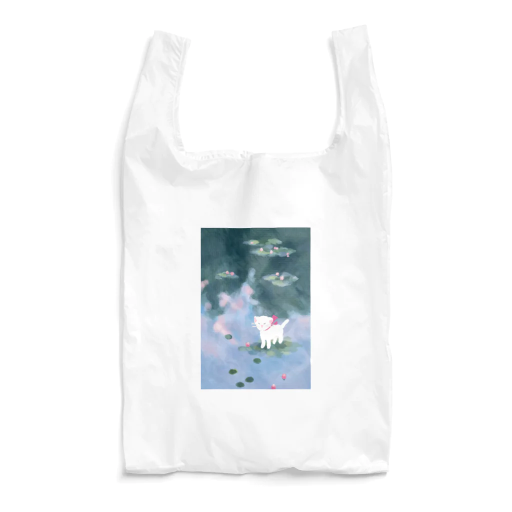 MegShiotaのねこちゃんと睡蓮 Reusable Bag