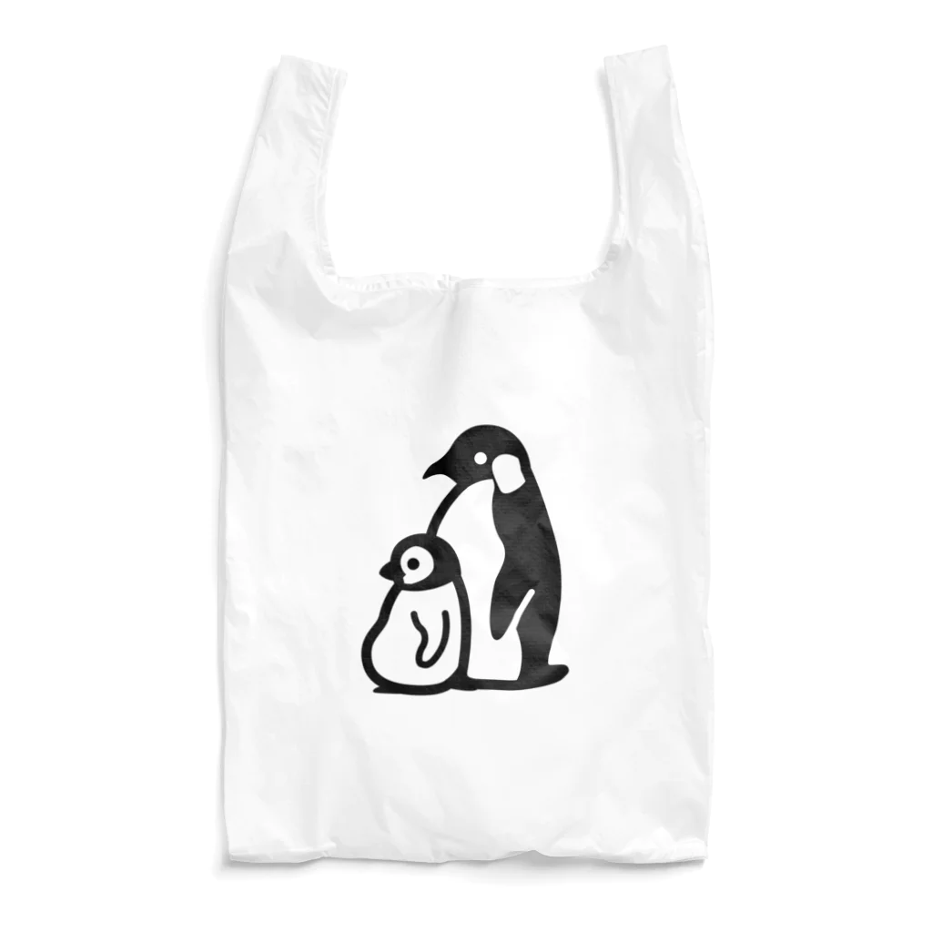 かわずやのぺんぎんのおやこ（黒） Reusable Bag