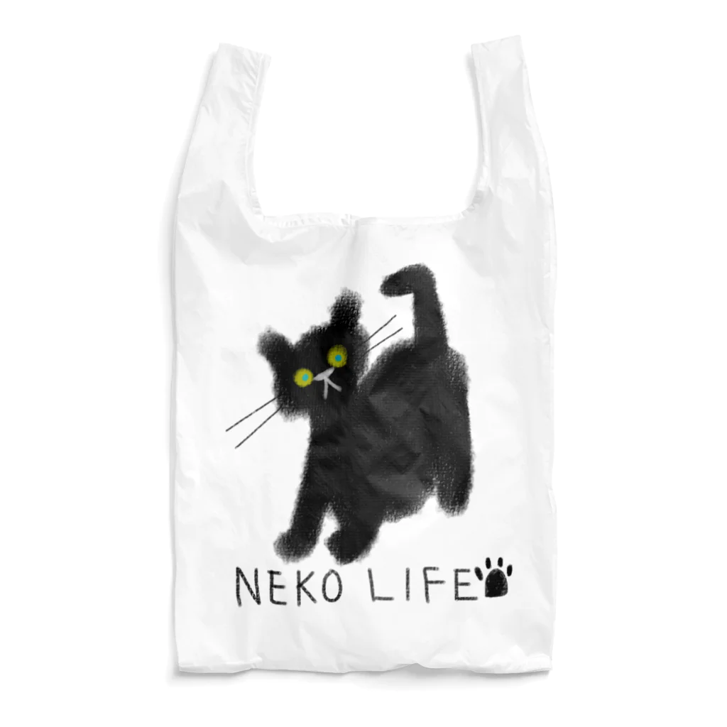 小鳥と映画館のネコライフ 青い瞳の黒猫 Reusable Bag