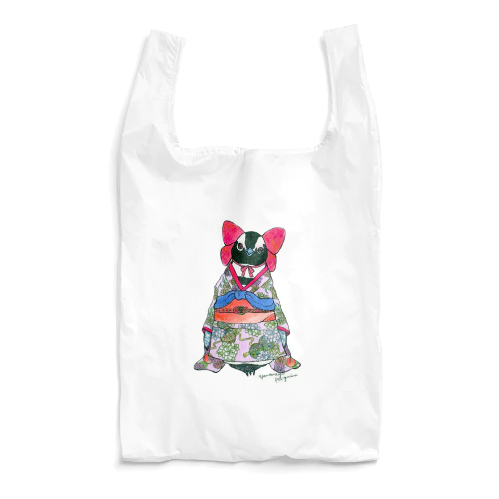 ヤママユ(ヤママユ・ペンギイナ)の着物ぺんぎん―ケープと桃― Reusable Bag