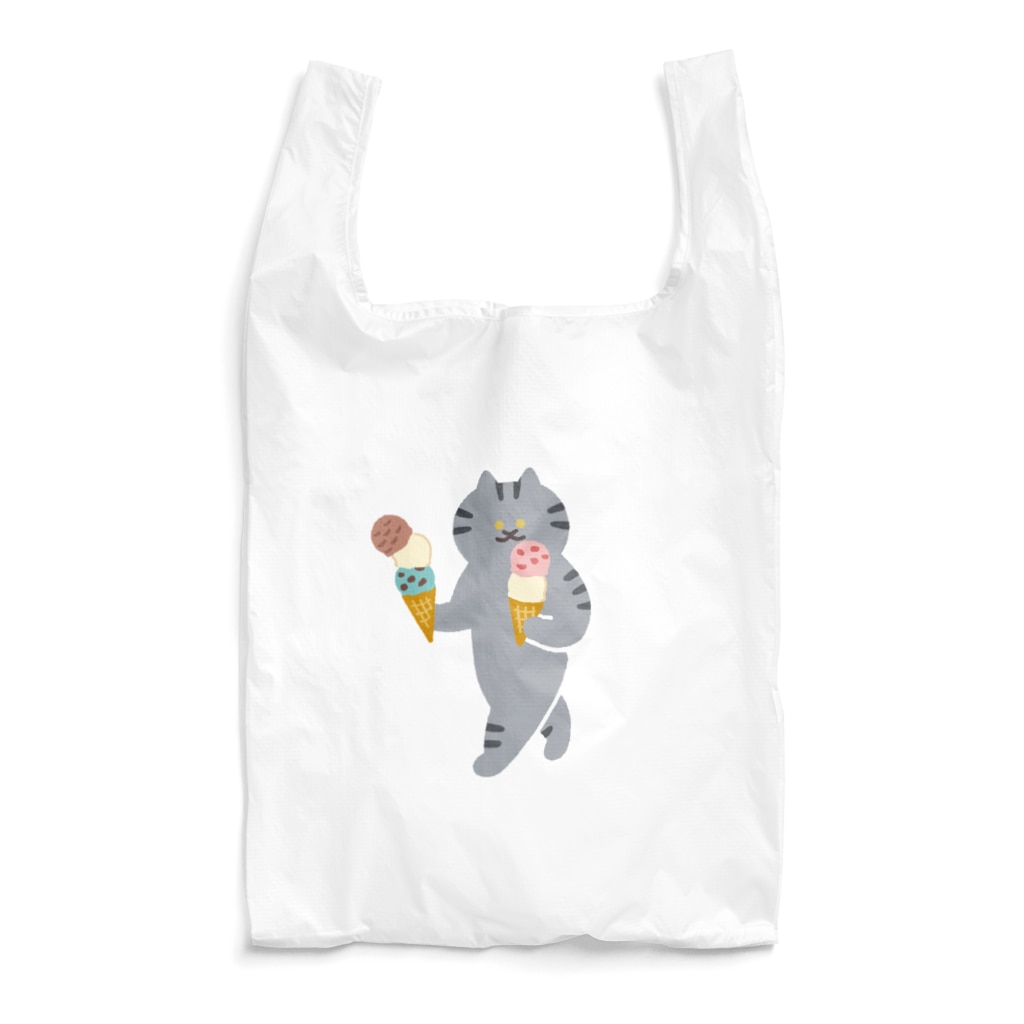 SUIMINグッズのお店のアイスクリームを慎重に運ぶねこ Reusable Bag