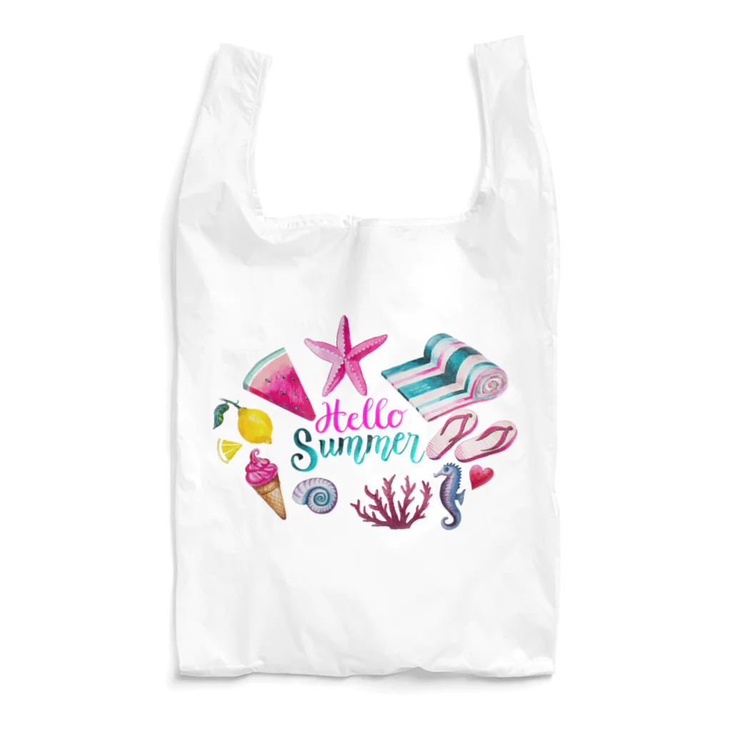 デザインショップ-アトリエの水彩画夏カラフル Reusable Bag
