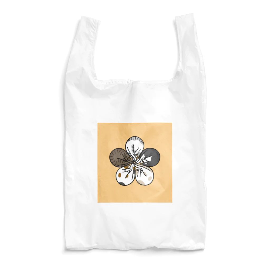 梅咲イラストワークの眠り猫の花紋 Reusable Bag