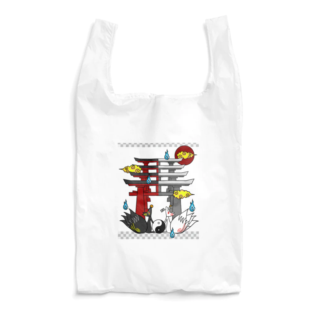 にゃーにゃー組@LINEスタンプ＊絵文字販売中！の四尾＊妖の夜 Reusable Bag