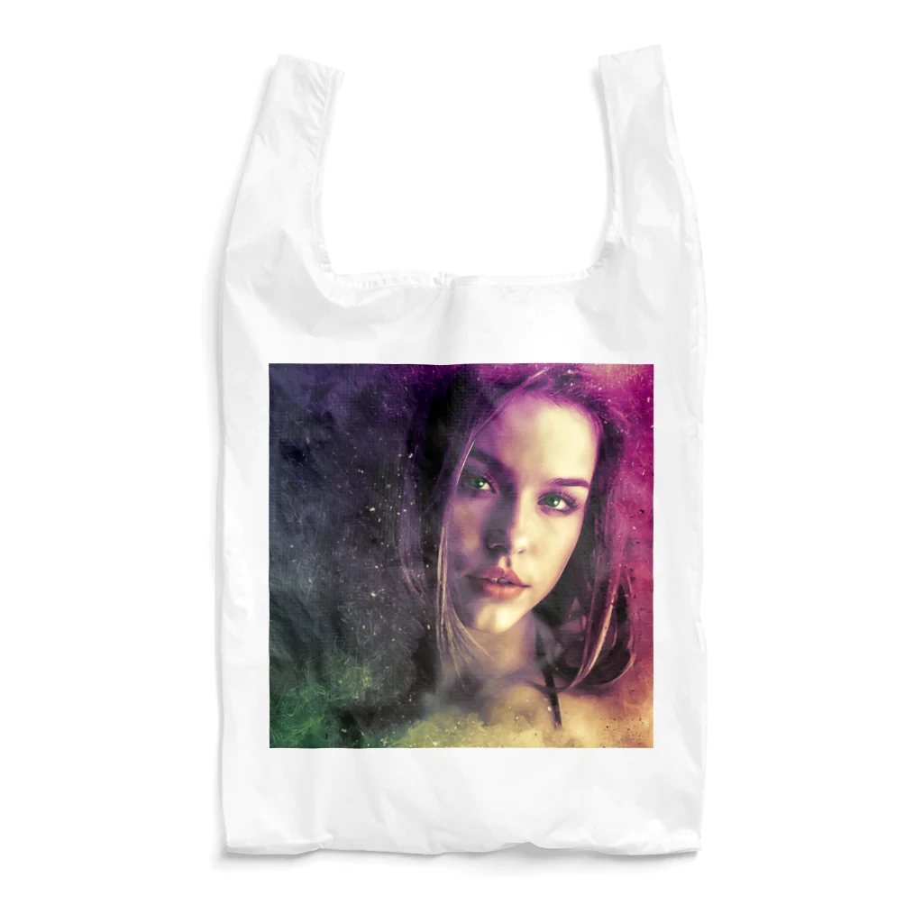 Fred HorstmanのBeautiful woman with purple hair and dark brown eyes  紫色の髪と濃い茶色の目を持つ美しい女性 Reusable Bag