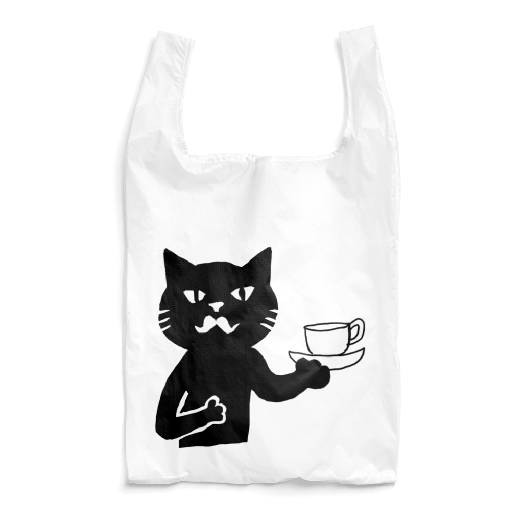 Blanc.P(ぶらんぴー)の店の喫茶・髭猫ロゴマーク① Reusable Bag