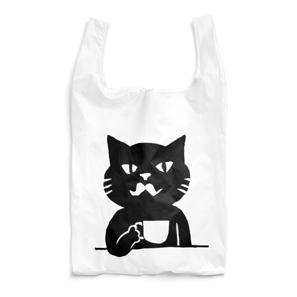 Blanc.P(ぶらんぴー)の店の喫茶・髭猫ロゴ② Reusable Bag