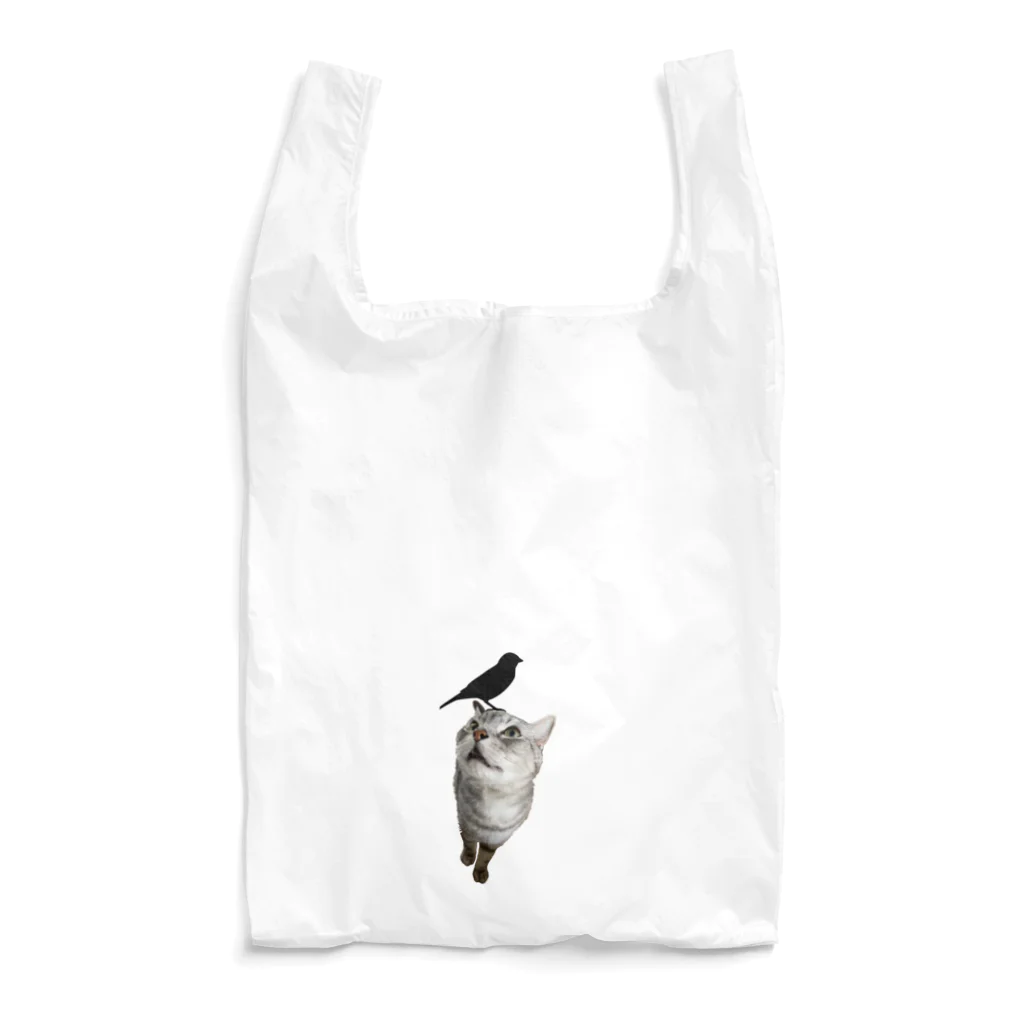 末っ子じゃない甘えん坊猫の鳥on the猫 Reusable Bag