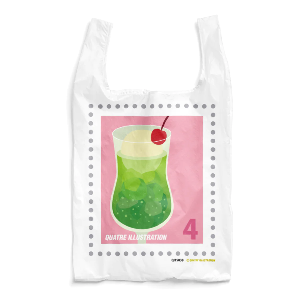 Quatre Illustrationのキャトル切手_クリームソーダ Reusable Bag