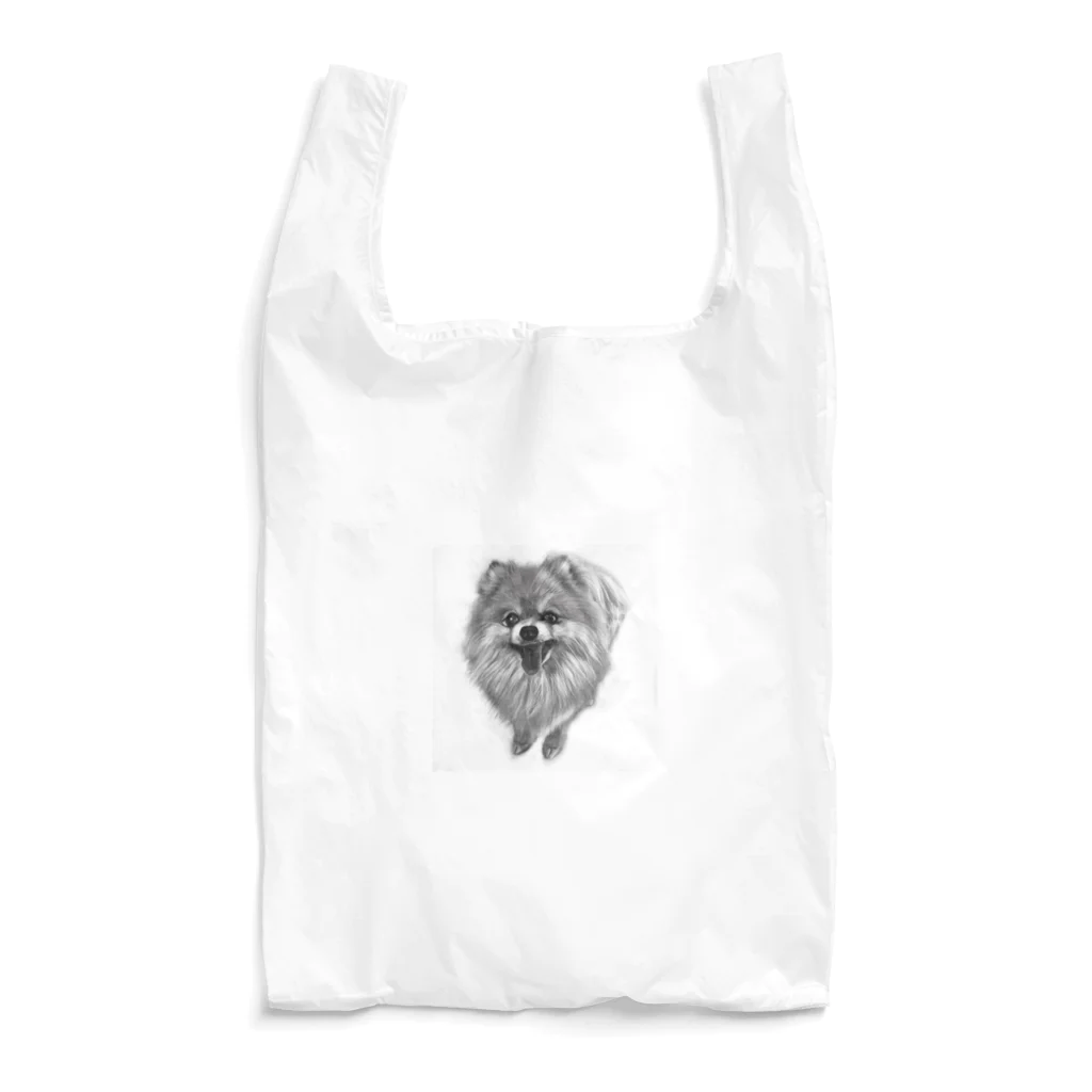 いぬねこMemoriesのモノクロアートのポメちゃん Reusable Bag