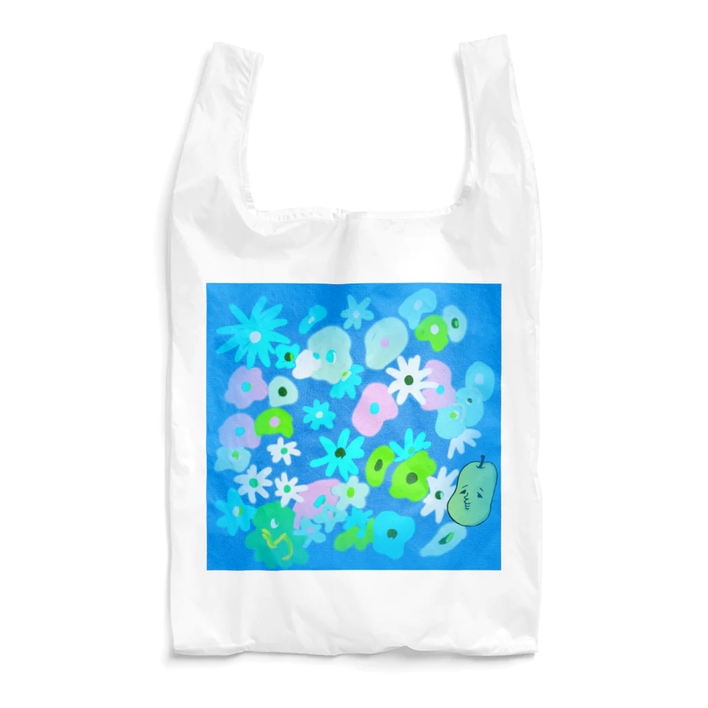 洋ナシくんSHOPのブルーフラワー Reusable Bag