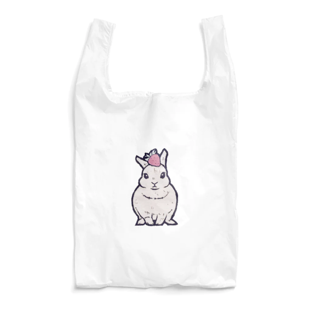 Ralriruのうさぎのイチゴ乗せ Reusable Bag