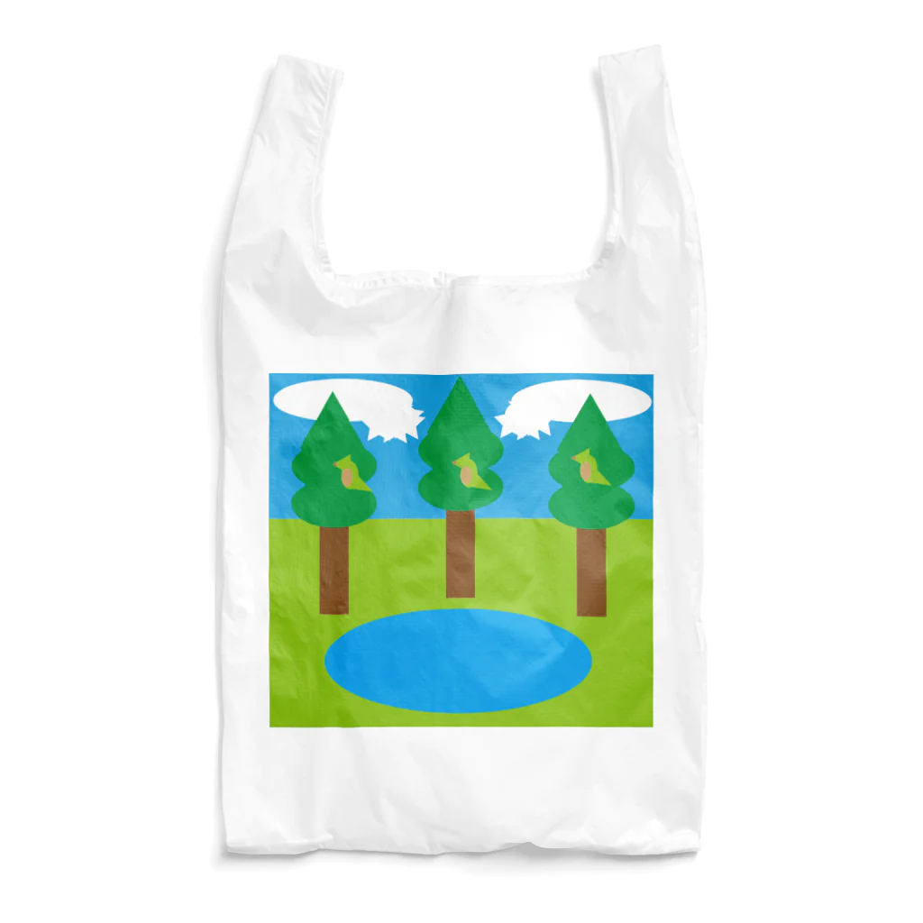 T-自然界デザインショップの木と池 Reusable Bag