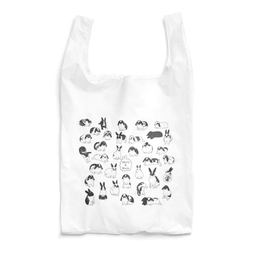 ふくはな工房の白黒うさぎさん大集合 Reusable Bag