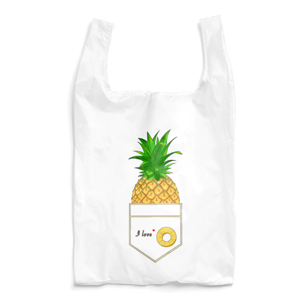 ekoeko ショップのI love パイナップル エコバッグ Reusable Bag