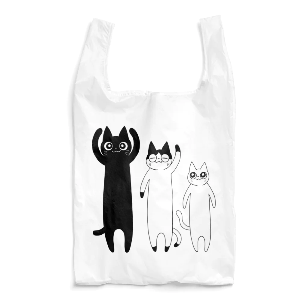 ねむ吉屋のくろはちしろ三匹の猫 Reusable Bag