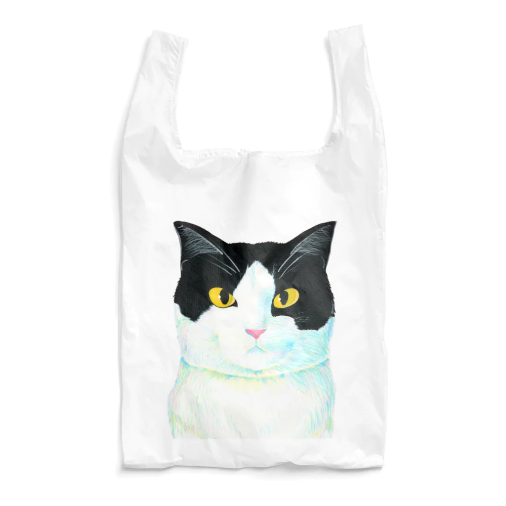 鼠の王国製作所のウシ柄の猫がこちらをみている Reusable Bag