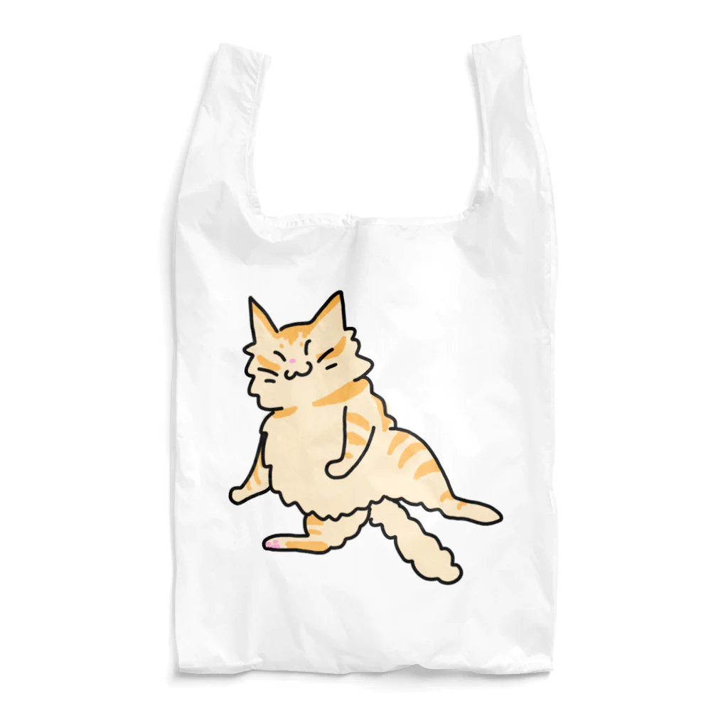 動物ガラス絵描きをしてる人のお店のぽっちゃり系くつろぎネコさん Reusable Bag