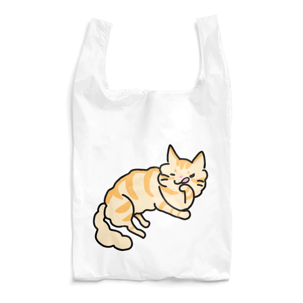 動物ガラス絵描きをしてる人のお店のぽっちゃり系ペロりネコさん Reusable Bag