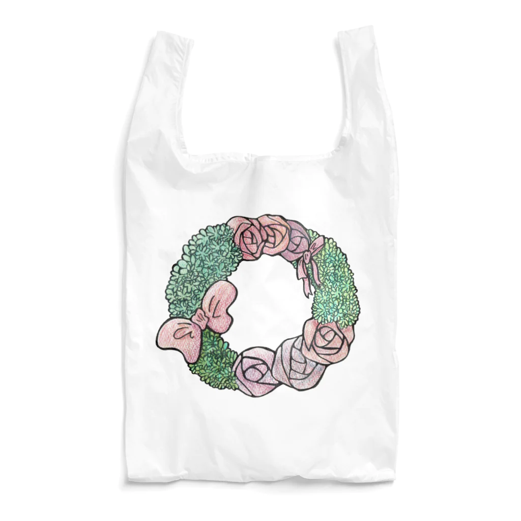 oiabuemoのリボンと薔薇のリース Reusable Bag