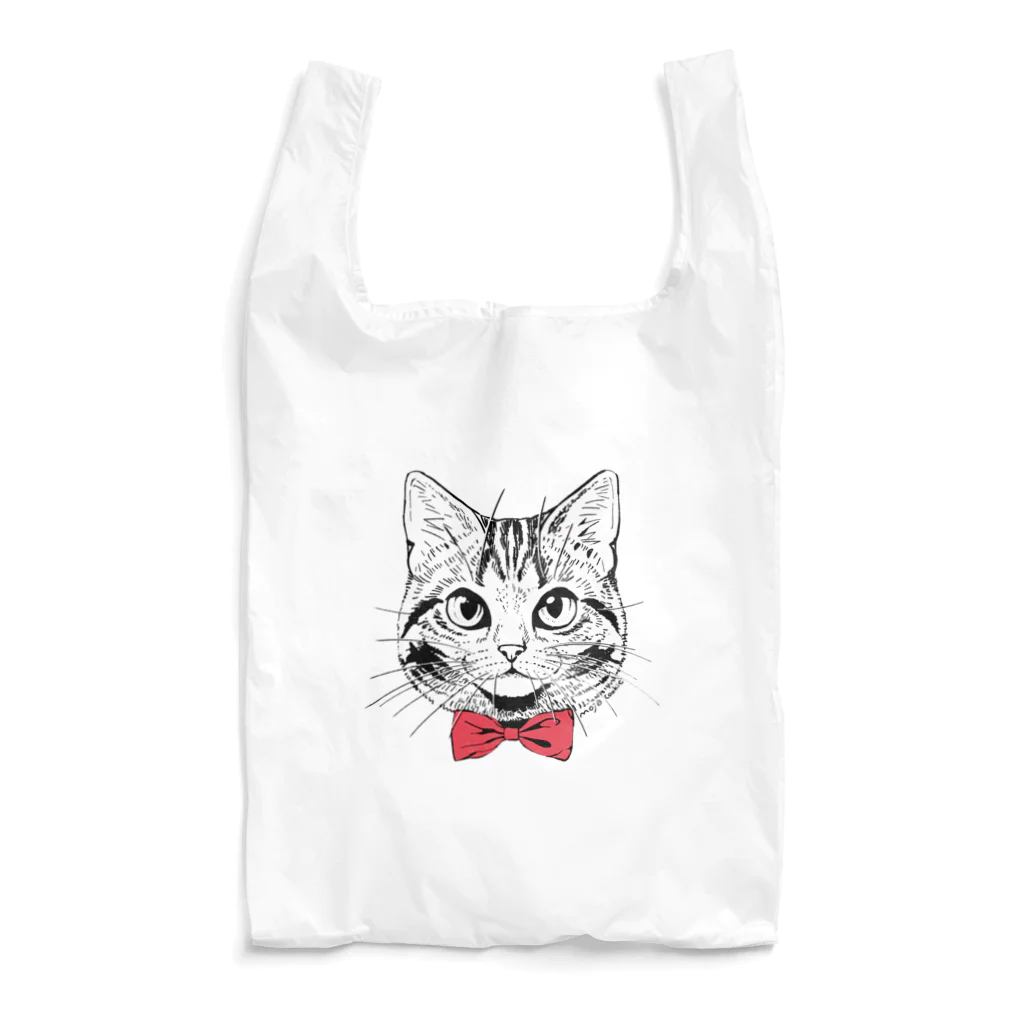 もじゃクッキーの赤蝶ネクタイの猫 Reusable Bag