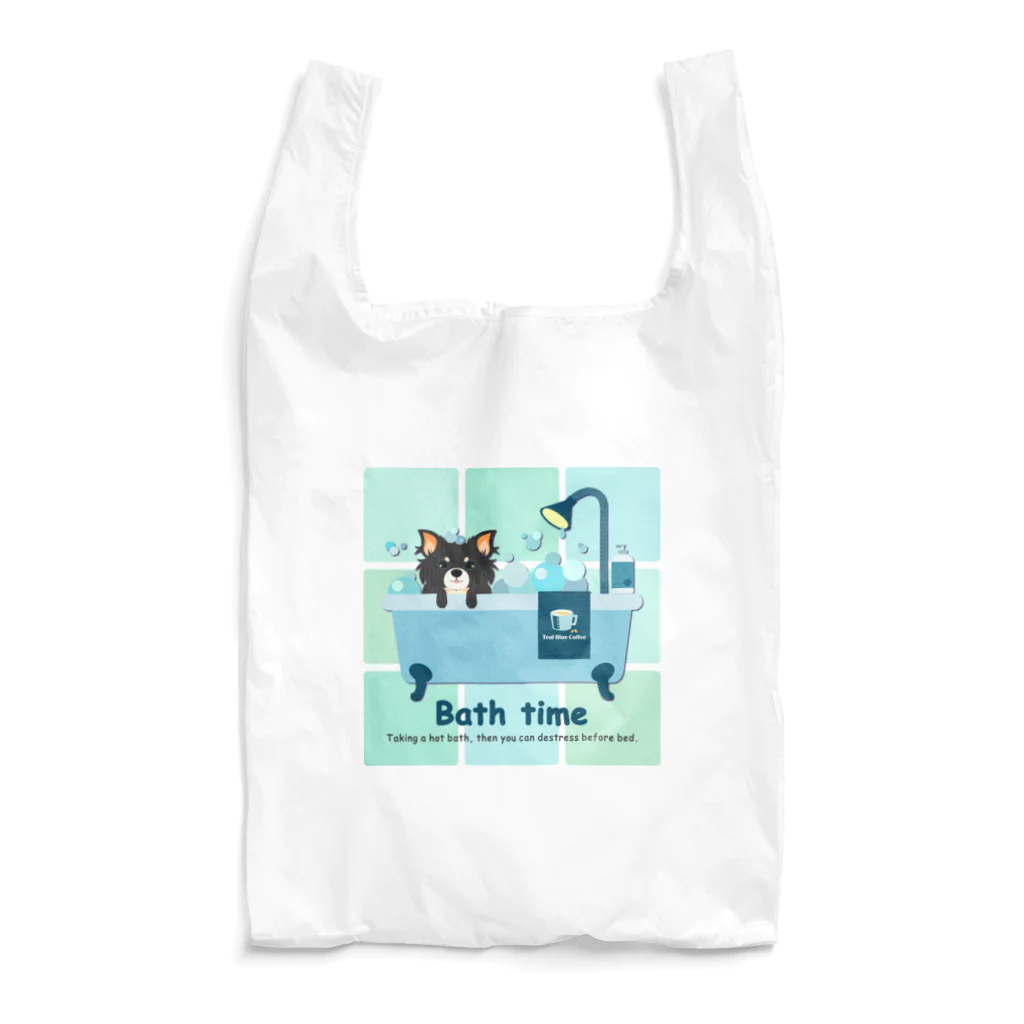 Teal Blue Coffeeのお風呂の時間_tile Ver. Reusable Bag