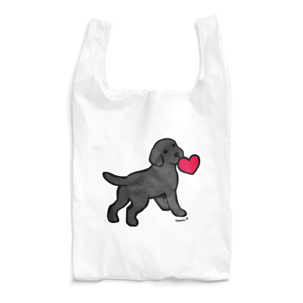 ハッピー・ラブラドールズの黒ラブパピーと赤いハート Reusable Bag