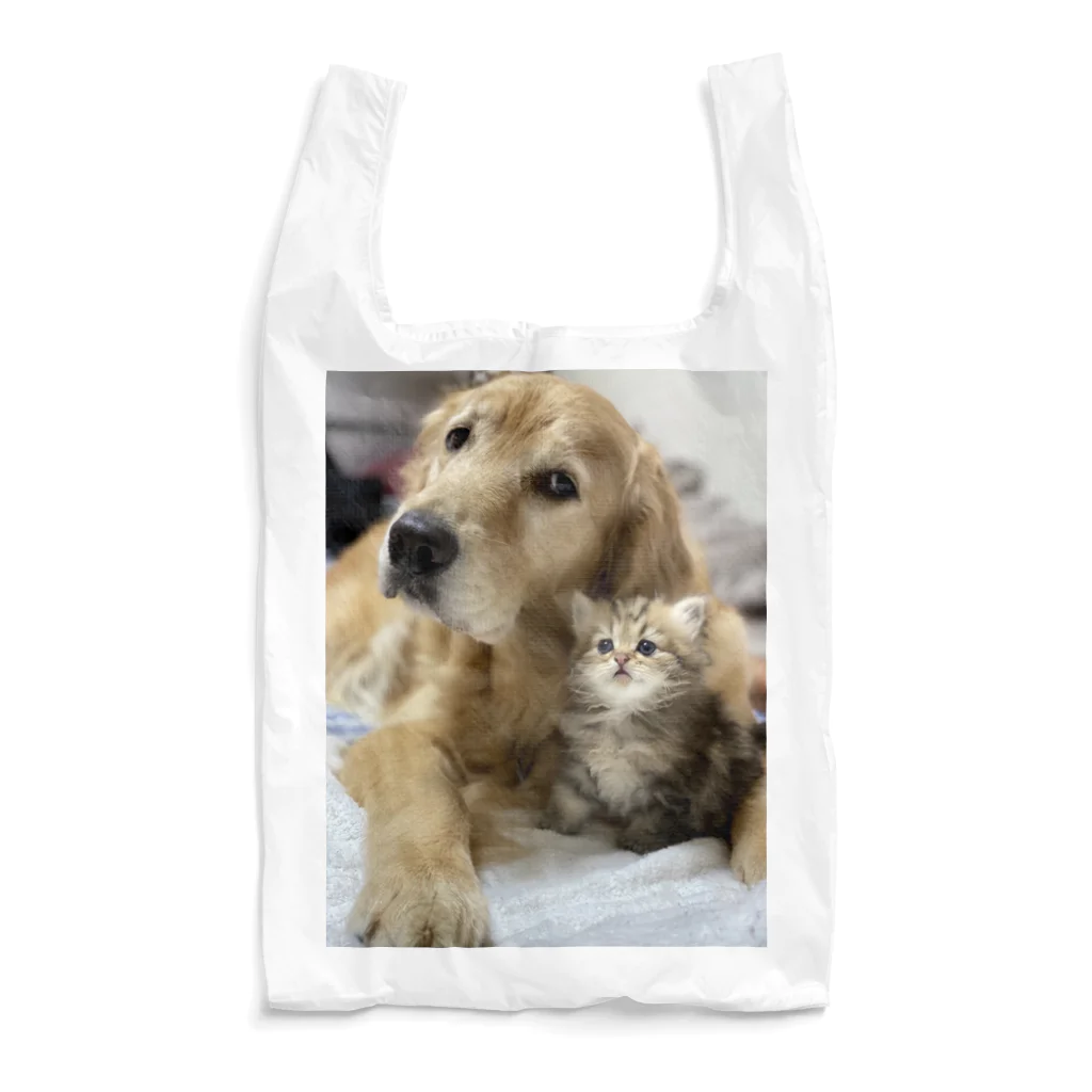 ゴールデンのまりとラブラドールのオレオに娘のあかりちゃんのまりと仔猫2 Reusable Bag