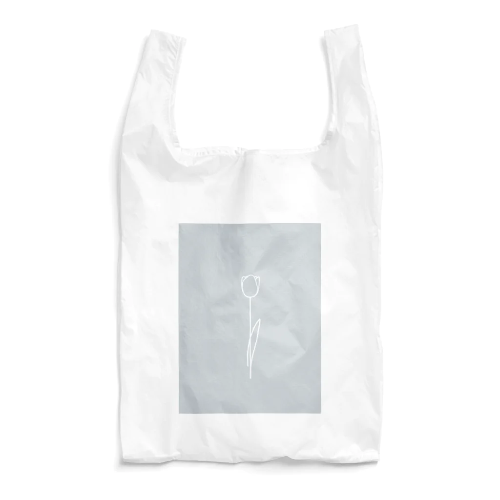 rilybiiのWhite Flower babygrayBlue Reusable Bag