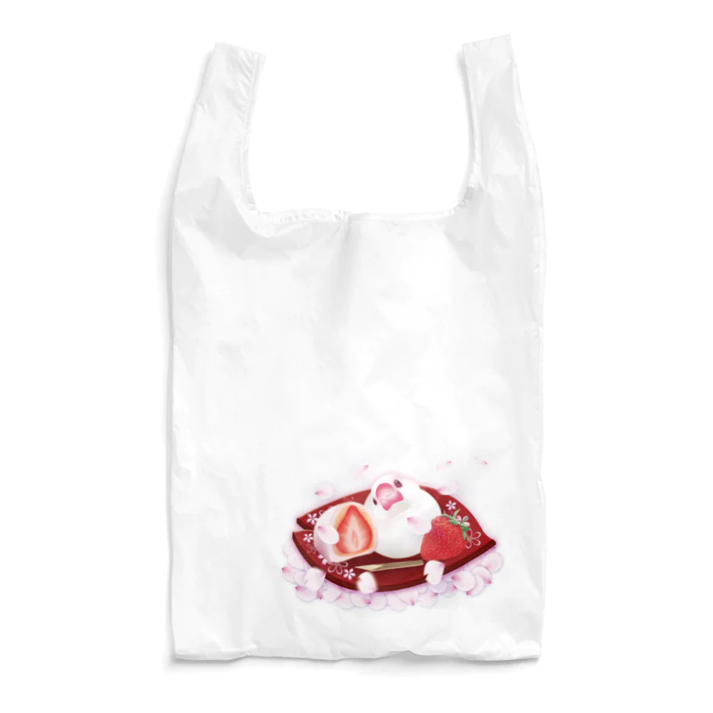 楓工房 ＊suzuri店＊の苺大福文鳥 Reusable Bag