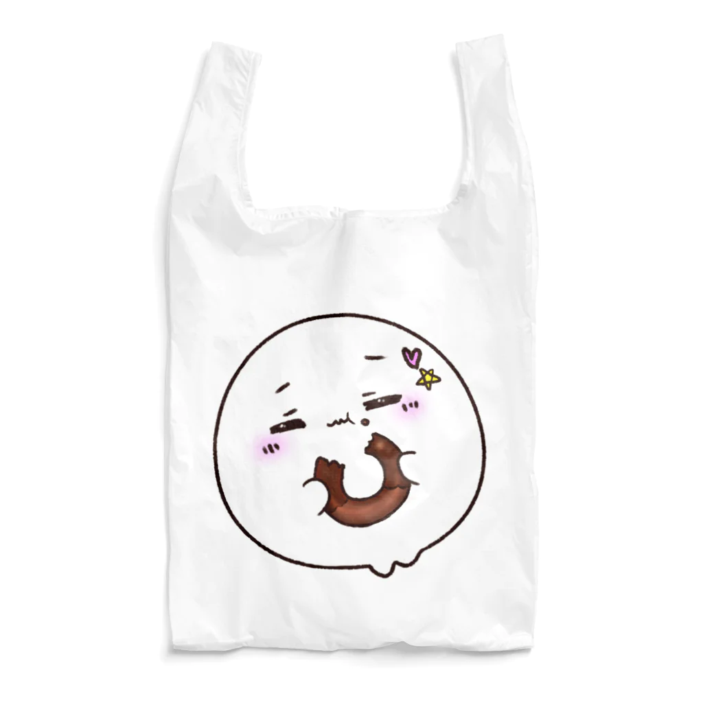 しろいのショップのドーナツ頬張りレイン Reusable Bag