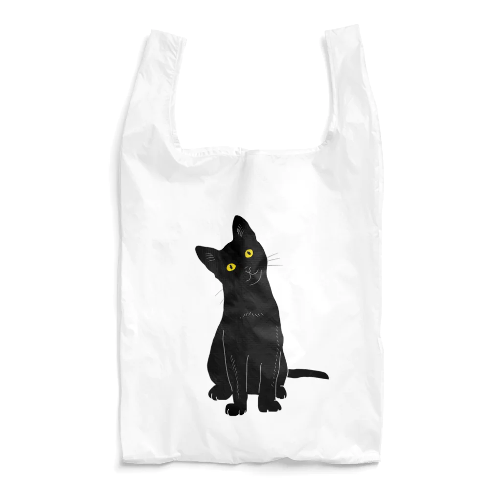 小鳥と映画館の小首をかしげるあざとい黒猫ちゃん Reusable Bag