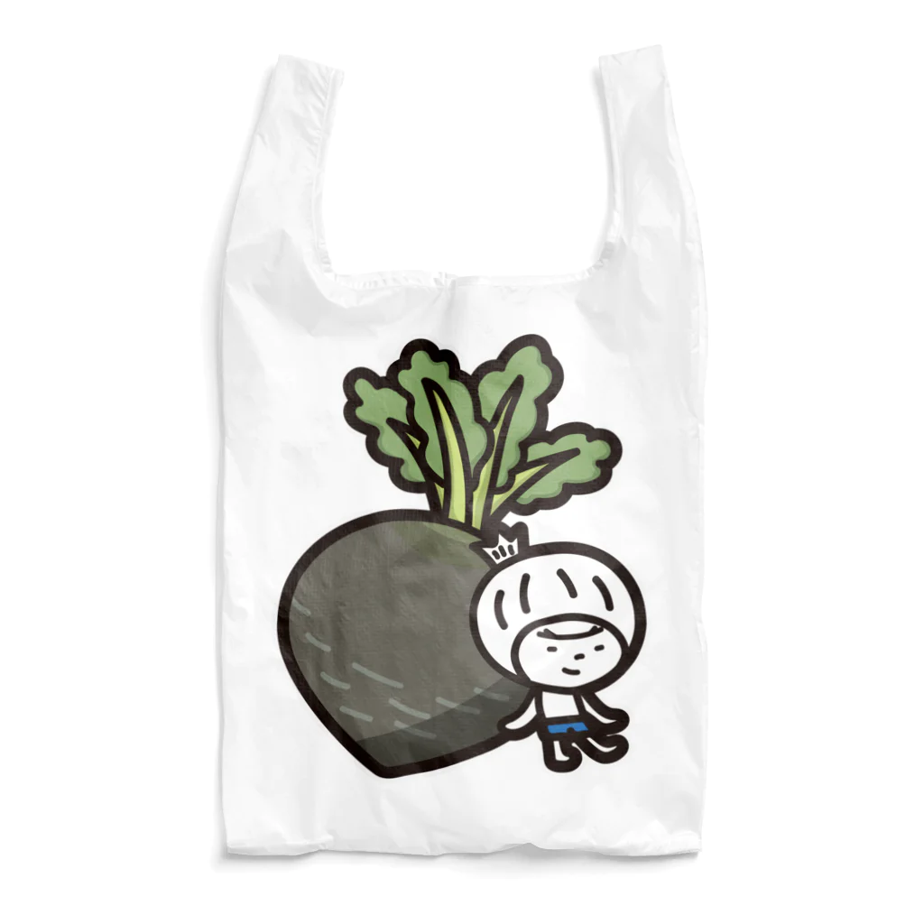 きくのらくがきの黒丸大根ときく Reusable Bag