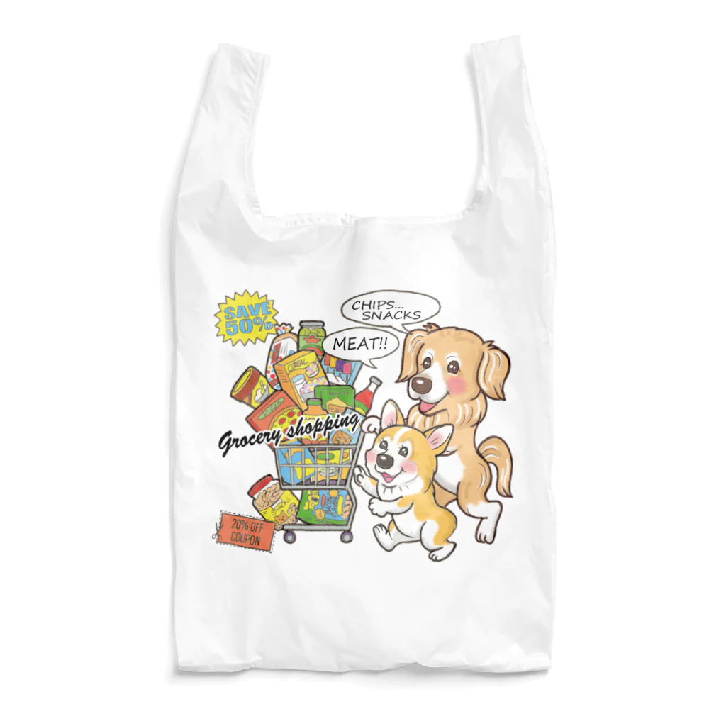 あとりえピノコのゴールデンとコーギーのショッピング Reusable Bag