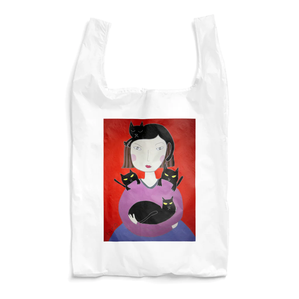 ️️ひろゆき🐾の女の子と黒猫 Reusable Bag