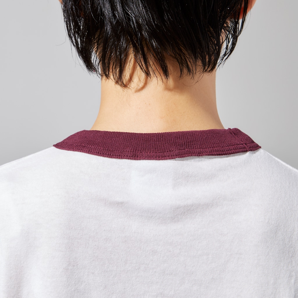 豚人イラストのパンダ武島のサウナピッグガール Ringer T-Shirt :rib-knit collar