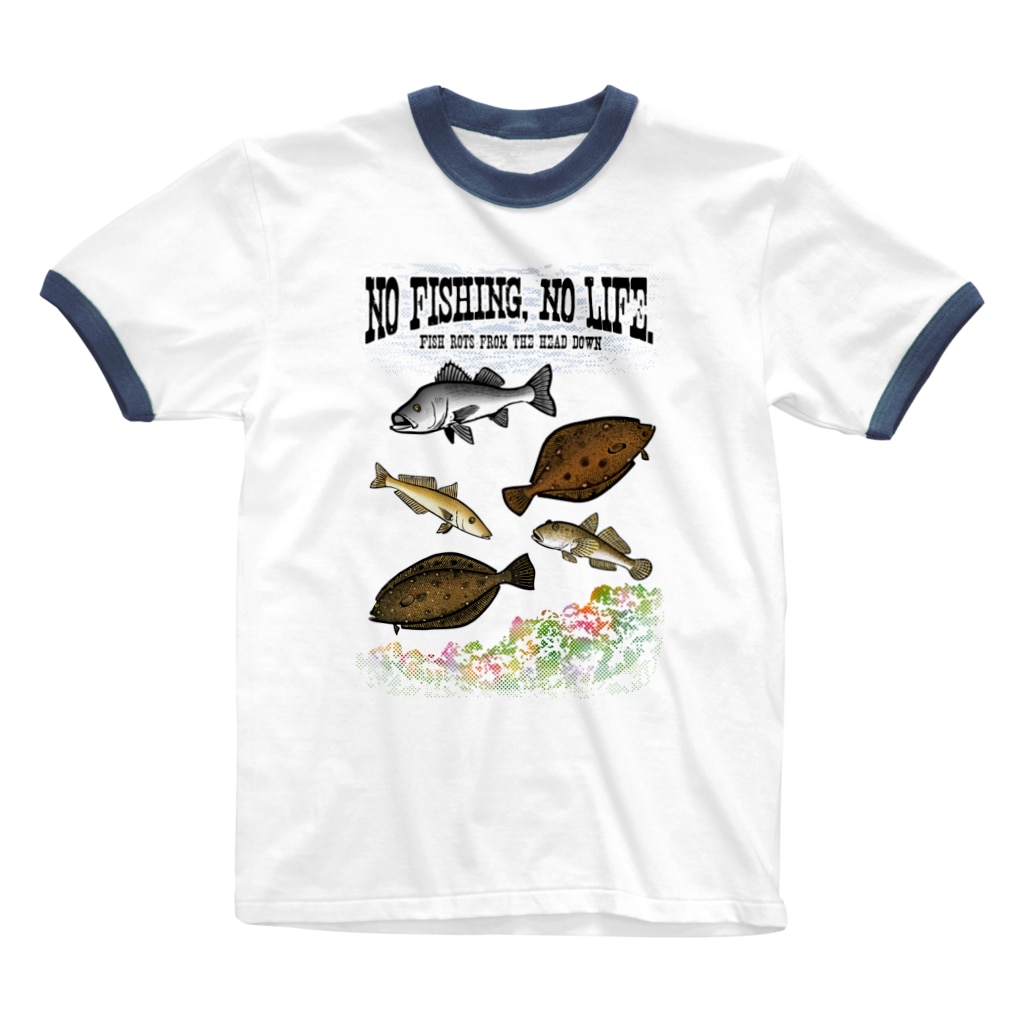 猫と釣り人のFISHING_S1C Ringer T-Shirt