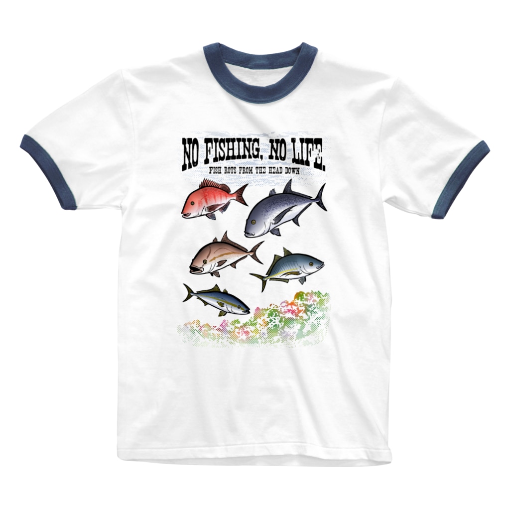 猫と釣り人のFISHING_S5C Ringer T-Shirt