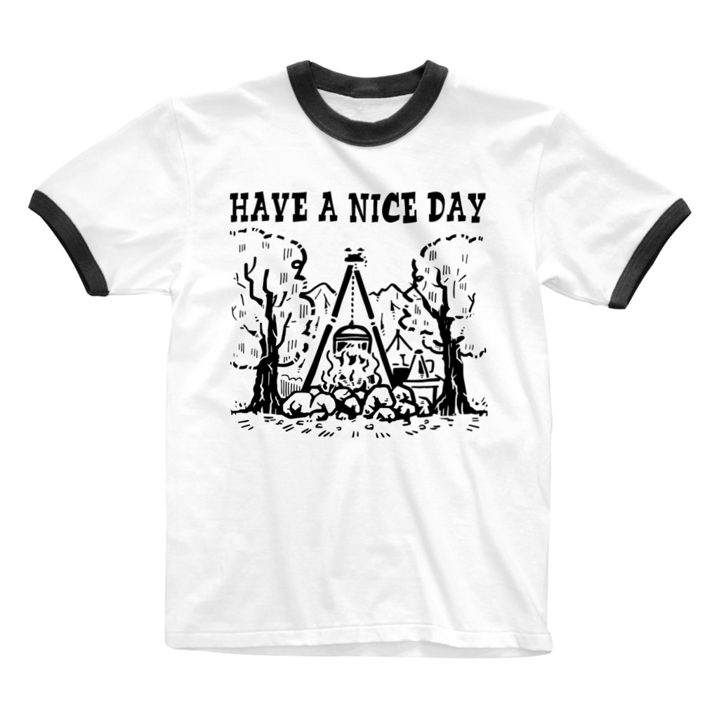 アートスタジオラクガキのHave a Nice Day (CAMP) Ringer T-Shirt