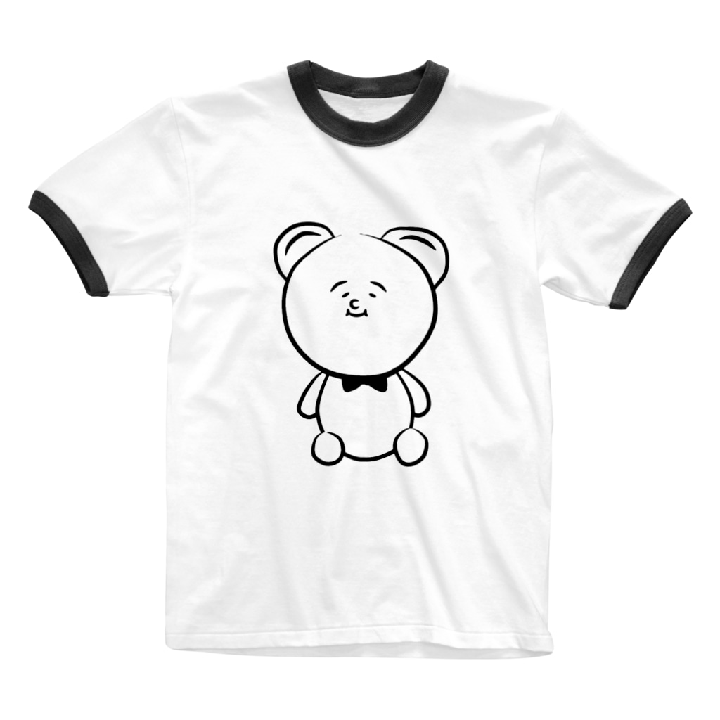 ゆるいくまさん モノクロ ゆるいおもち屋 Yuruiomochi のリンガーtシャツ通販 Suzuri スズリ