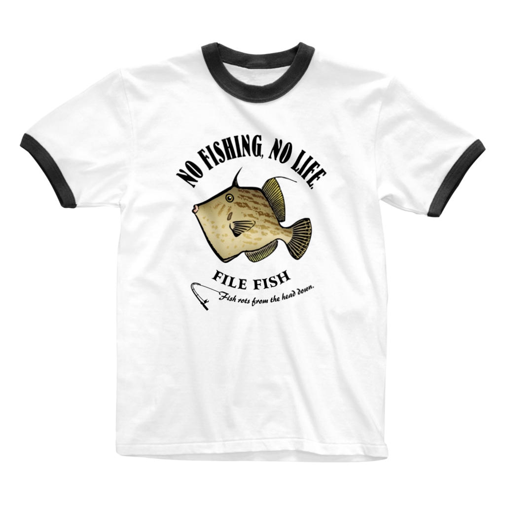 猫と釣り人のKAWAHAGI_EB_1CW Ringer T-Shirt
