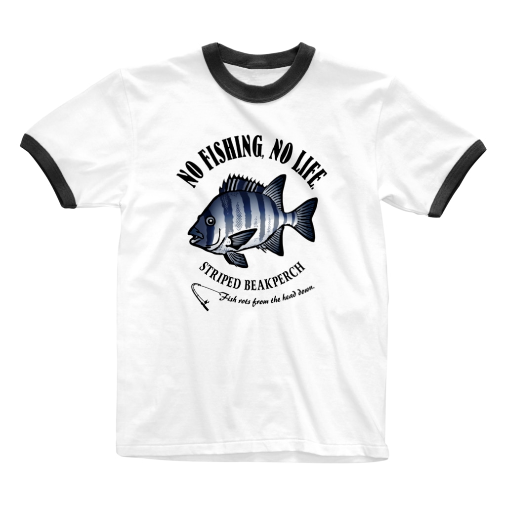 猫と釣り人のISHIDAI_EB_1CW Ringer T-Shirt