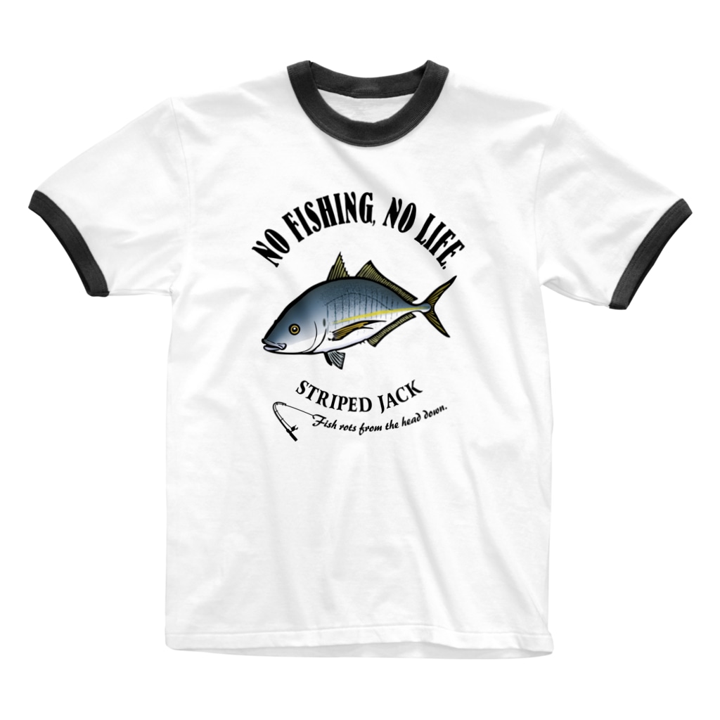 猫と釣り人のSHIMAAJI_EB_1CW Ringer T-Shirt