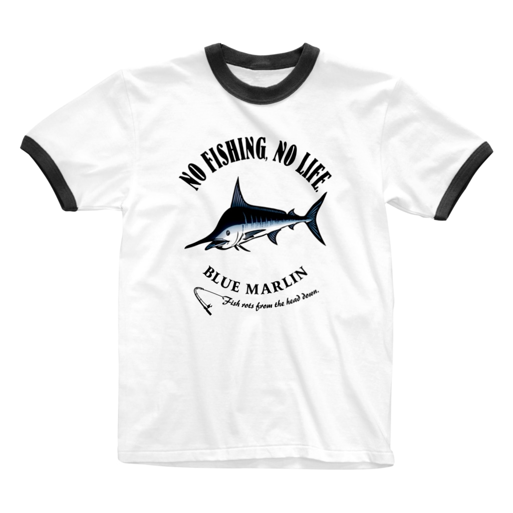 猫と釣り人のKUROKAJIKI_EB_1CW Ringer T-Shirt