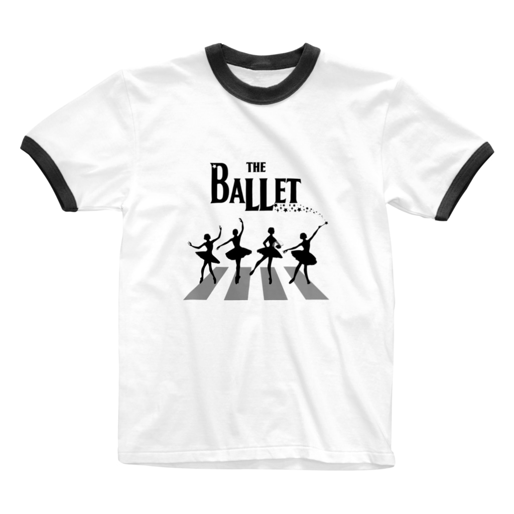 アビーロード バレリーナ バレエシルエット Ballet Pointe Pon Pointe Pon のリンガーtシャツ通販 Suzuri スズリ