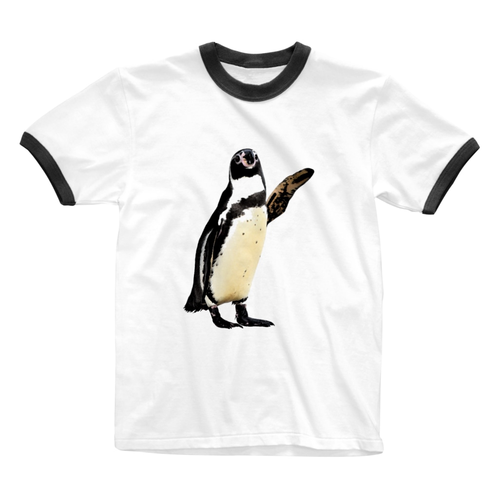 片手を上げたポーズのかわいいペンギン Kimchinのリンガーtシャツ通販 Suzuri スズリ 片手を上げたポーズのかわいいペンギン Kimchinのリンガーtシャツ通販 Suzuri スズリ