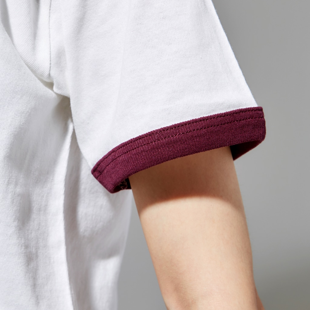 禊の小さなお店のちくわ（黒） Ringer T-Shirt :rib-knit sleeves