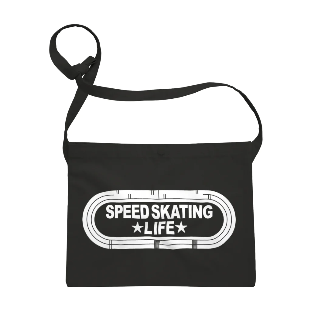 sports_tower スポーツタワーのスピードスケート・白・Speed skating・グッズ・Tシャツ・1周400m・スケートリンク・ウィンタースポーツ・男子・女子・かっこいい・かわいい・有望・確実・有力・団体追い抜き・チームパシュート サコッシュ